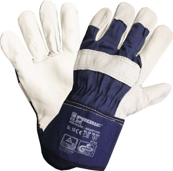 Handschuhe Elbe Gr.10 blau Leder EN 388