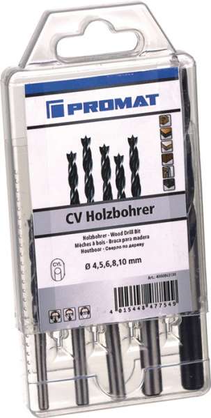 Holzspiralbohrersatz D.3,4,5,6,7,8,9,10mm 8tlg.CV-Stahl PROMAT